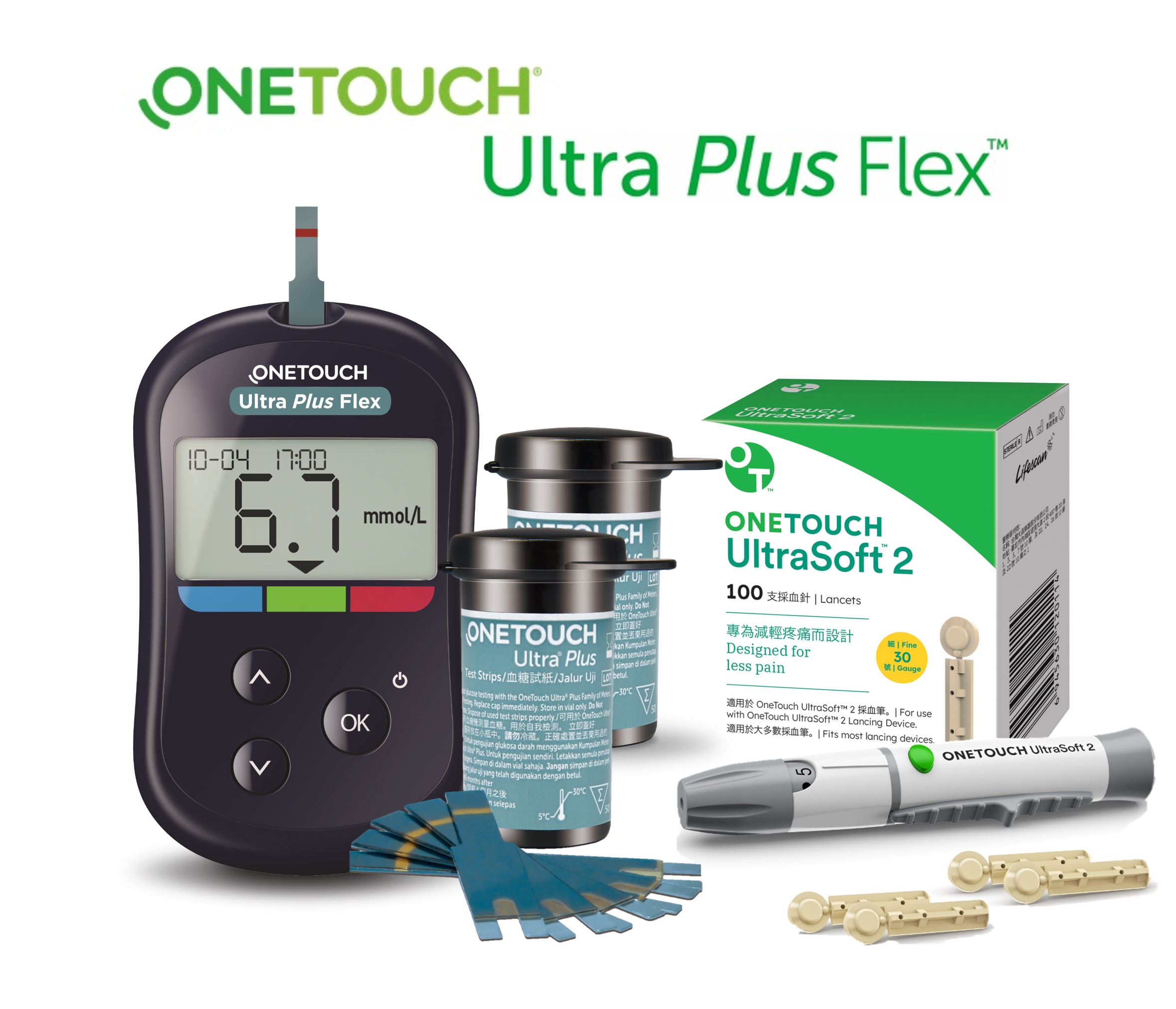 OneTouch Ultra Plus Flex穩豪至優型血糖機套裝(機,US2筆,100紙,110針)